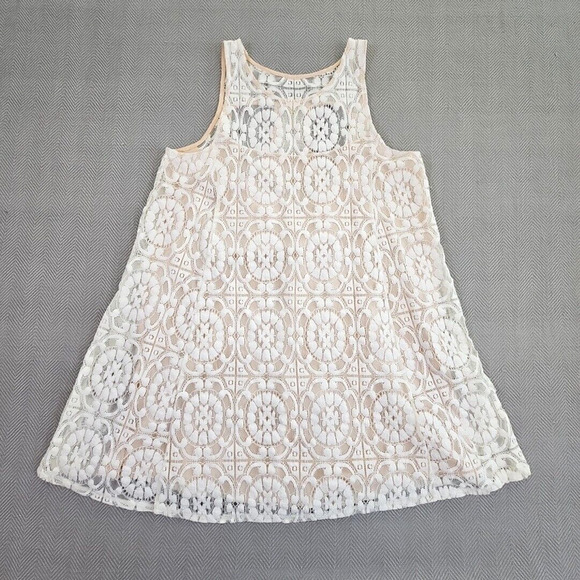Free People Floral Lace Dress Women's Medium White with Slip Fairycore Y2K Boho - Picture 1 of 16